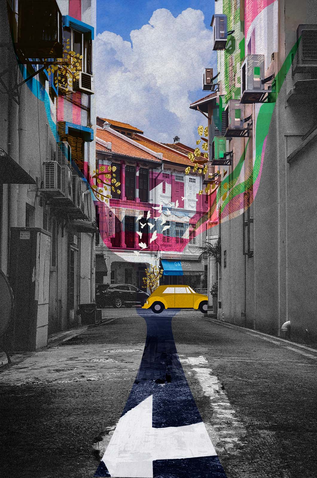 Drag the arrow icon down to reveal the image behind.