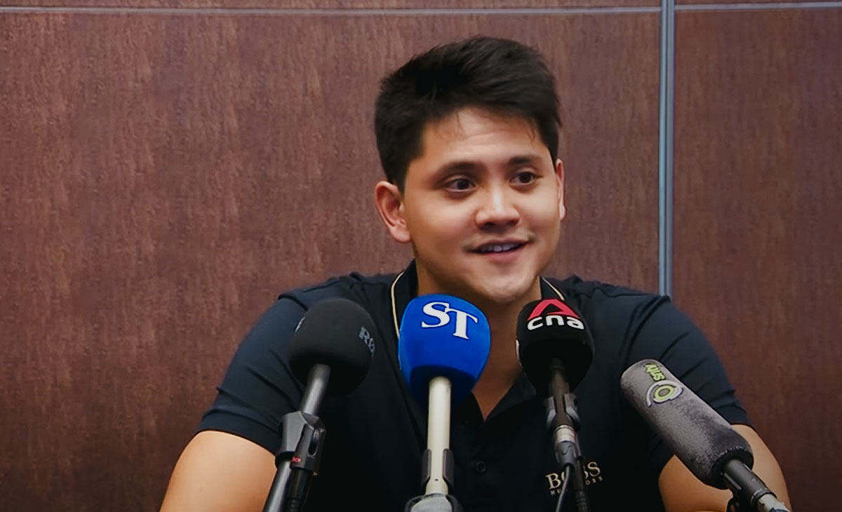 Joseph Schooling during a press conference
