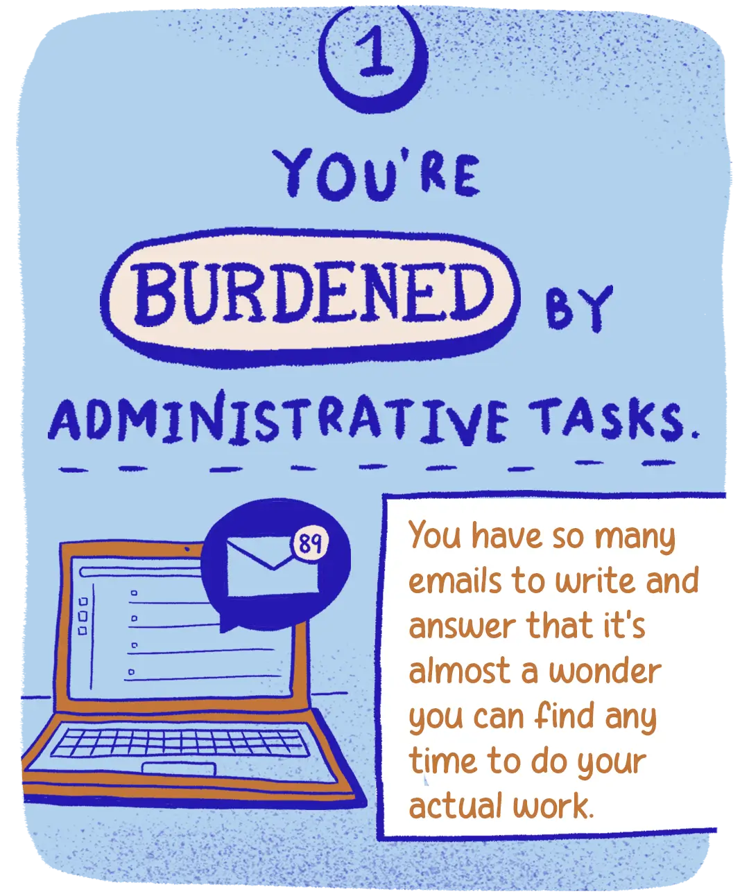 You’re burdened by administrative tasks. You have so many emails to write and answer that it’s almost a wonder you can find any time to do your actual work.